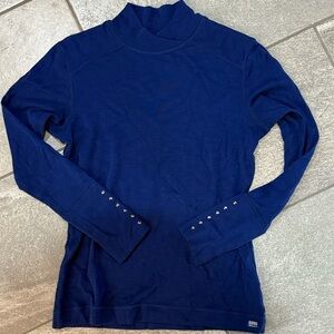 Equestrian🏇 Blue Long Sleeve Turtleneck with Button Details
